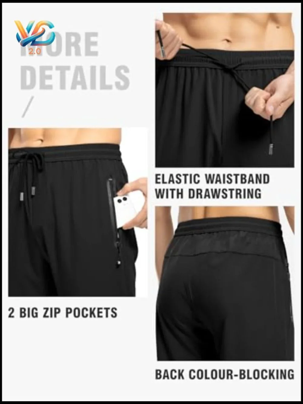 Men's Lightweight Hiking Travel Pants Athletic Outdoor Elastic Waist Water